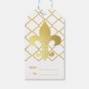 Étiquettes-cadeau Gold Green Mardi Gras Harlequin Motif