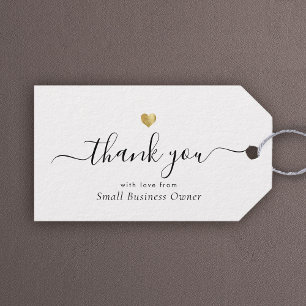 Étiquettes-cadeau Gold Heart Moderne Calligraphie Script Business Ca