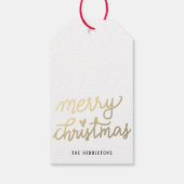 Étiquettes-cadeau Gold Joyeux Noël moderne Script manuscrit (Dos)
