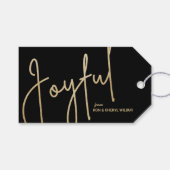 Étiquettes-cadeau Gold JOYFUL pour Noël noir (Devant (Horizontal))