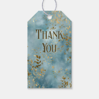 Étiquettes-cadeau Gold Leaf and Teal Pattern Botanical Gold Accents