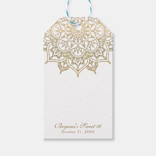 Étiquettes-cadeau Gold Mandala White Classy Modern Wedding Favoriser (Devant)