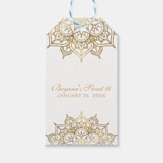 Étiquettes-cadeau Gold Mandala White Glam Modern Wedding Favoriser (Devant)