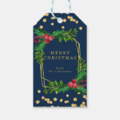 Étiquettes-cadeau Gold Marine Famille Joyeux Noël Holly Parties scin (Devant)