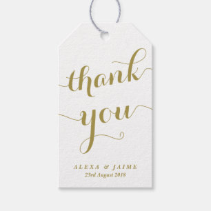 Étiquettes-cadeau Gold Merci Cute Modern Calligraphy Party Favoriser