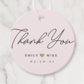Étiquettes Cadeau Gold Parties scintillant Coeur Mariage Merci rose (Devant)