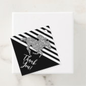 Étiquettes Cadeau Gold Race Horse on Black Stripes Favor Tags (En situation)