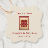 Étiquettes Cadeau Gold Rectangle Double Bonheur Mariage chinois Gi (Devant)