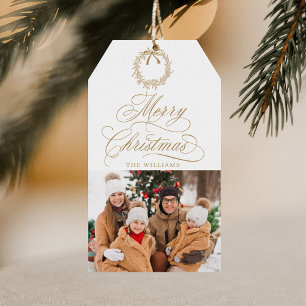 Étiquettes-cadeau Gold Romantique Calligraphie Joyeux Noël Photo
