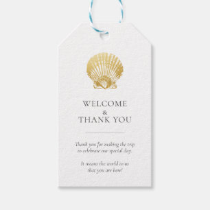 Étiquettes-cadeau Gold Seashell Beach Mariage Merci Favor