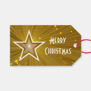 Étiquettes-cadeau Gold Star print Joyeux Noël blanc arrière texte