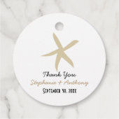 Étiquettes Cadeau Gold Starfish Nautical Beach Merci de mariage (Dos)