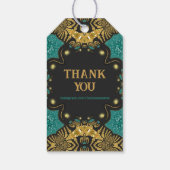 Étiquettes-cadeau Gold Turquoise Black Funky Tribal Enregistrer la d (Dos)