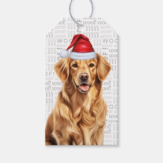 Étiquettes-cadeau Golden Retriever Chien mignon Noël (Devant)