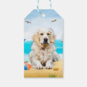 Étiquettes-cadeau Golden Retriever Dog sur la plage (Dos)