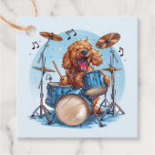 Étiquettes Cadeau Goldendoodle Chien Jouant Des Tambons (Devant)