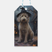 Étiquettes-cadeau Goldendoodle Citrouille Halloween effrayant (Dos)