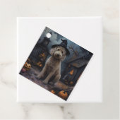 Étiquettes Cadeau Goldendoodle Citrouille Halloween effrayant (En situation)