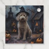 Étiquettes Cadeau Goldendoodle Citrouille Halloween effrayant (Dos)