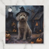 Étiquettes Cadeau Goldendoodle Citrouille Halloween effrayant (Devant)
