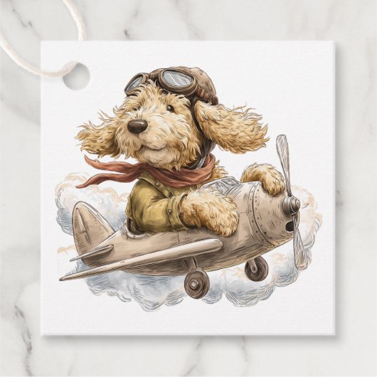 Étiquettes Cadeau Goldendoodle Dog Avion pilote (Devant)