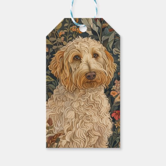 Étiquettes-cadeau Goldendoodle Garden Tapestry Anniversaire (Devant)
