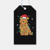 Étiquettes-cadeau Goldendoodle Noël Santa Hat Fairy Lumières (Devant)