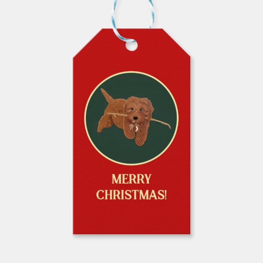 Étiquettes-cadeau Goldie Doodle Red (Devant)