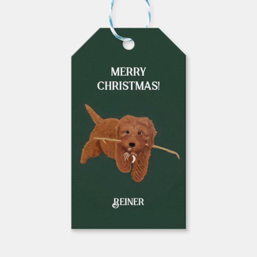 Étiquettes-cadeau Goldie Doodle Vert (Devant)