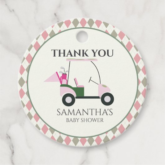 Étiquettes Cadeau Golf moderne Bébé Genre Reveal Par tee (Devant)