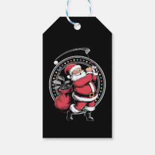 Étiquettes-cadeau Golf Oh Noël Père Noël Vintage Golfer Golfi