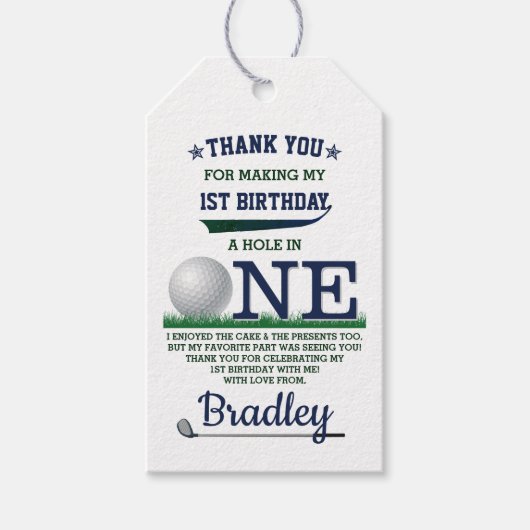 Étiquettes-cadeau Golf PAR-TEE 1er anniversaire (Devant)