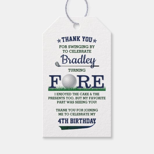 Étiquettes-cadeau Golf PAR-TEE 4e anniversaire (Devant)