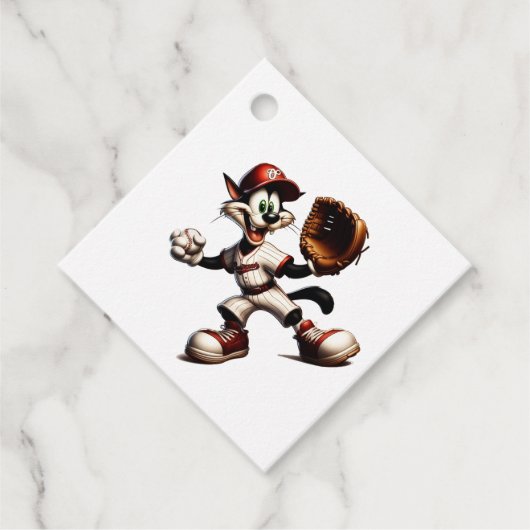 Étiquettes Cadeau Goofy Cat Baseball Pitcher Monte (Devant)