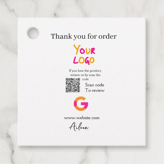 Étiquettes Cadeau Google examen logo entreprise site Web scanner cod (Devant)