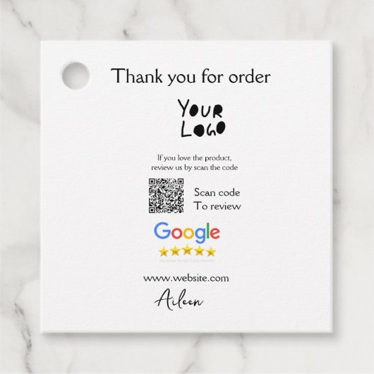 Étiquettes Cadeau Google examen logo entreprise site Web scanner cod (Devant)
