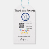 Étiquettes-cadeau Google review business logo website scan QR code (Dos)