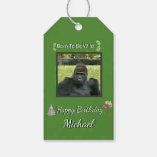 Étiquettes-cadeau Gorilla Focused Wild Birthday Art