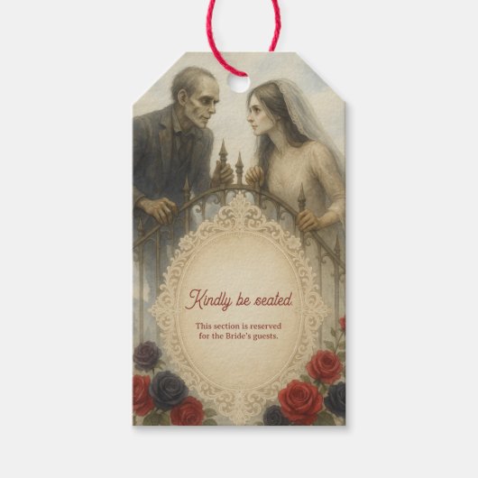 Étiquettes-cadeau Goth Couple Zombie Mariage d'Halloween (Devant)