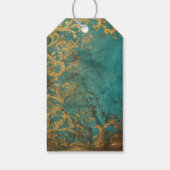 Étiquettes-cadeau Goth Floral Turquoise Et Or (Dos)