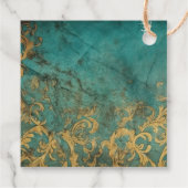 Étiquettes Cadeau Goth Floral Turquoise Et Or (Dos)