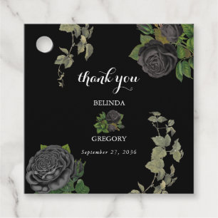 Étiquettes Cadeau Gothique Halloween Rose noir Mariage