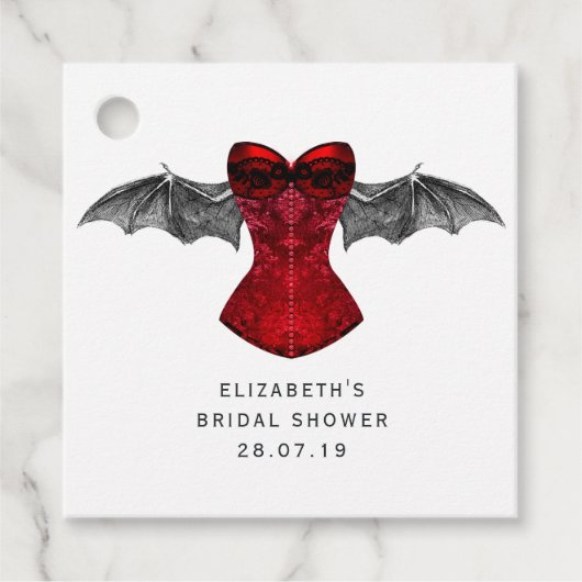 Étiquettes Cadeau Gothique iridescent rouge cramoisi Sorcière (Devant)