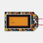 Étiquettes-cadeau Gothique Noir, rouge et jaune Abstrait (Devant (Horizontal))