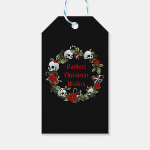 Étiquettes-cadeau Gothique Personnalisé Crânes de Noël Arbres Wreath
