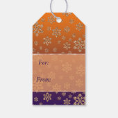 Étiquettes-cadeau Gradient de flocon doré bleu orange Noël (Dos)