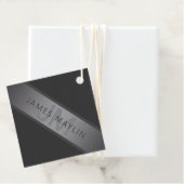 Étiquettes Cadeau Gradient gris foncé moderne Nom ou raison sociale (En situation)
