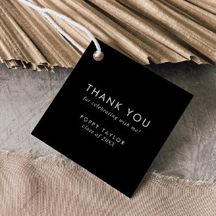 Étiquettes Cadeau Graduation chic en Merci noir foncé