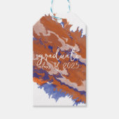 Étiquettes-cadeau Graduation en marbre orange et bleu (Devant)