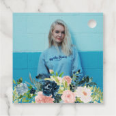 Étiquettes Cadeau Graduation Florale Bleue De Minuit (Dos)